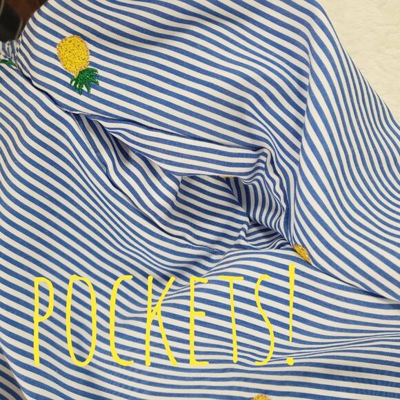 Fiveloaves Twofish Dress Girls M Pineapple Catalina Tasseled Blue White Yellow - Picture 8 of 8